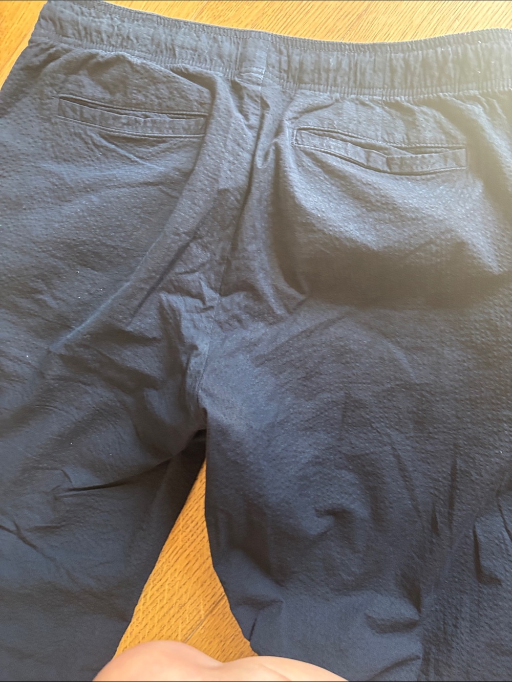 Men's Navy Seersucker Chinos - Comfortable Casual Fit - Picture 6 of 7